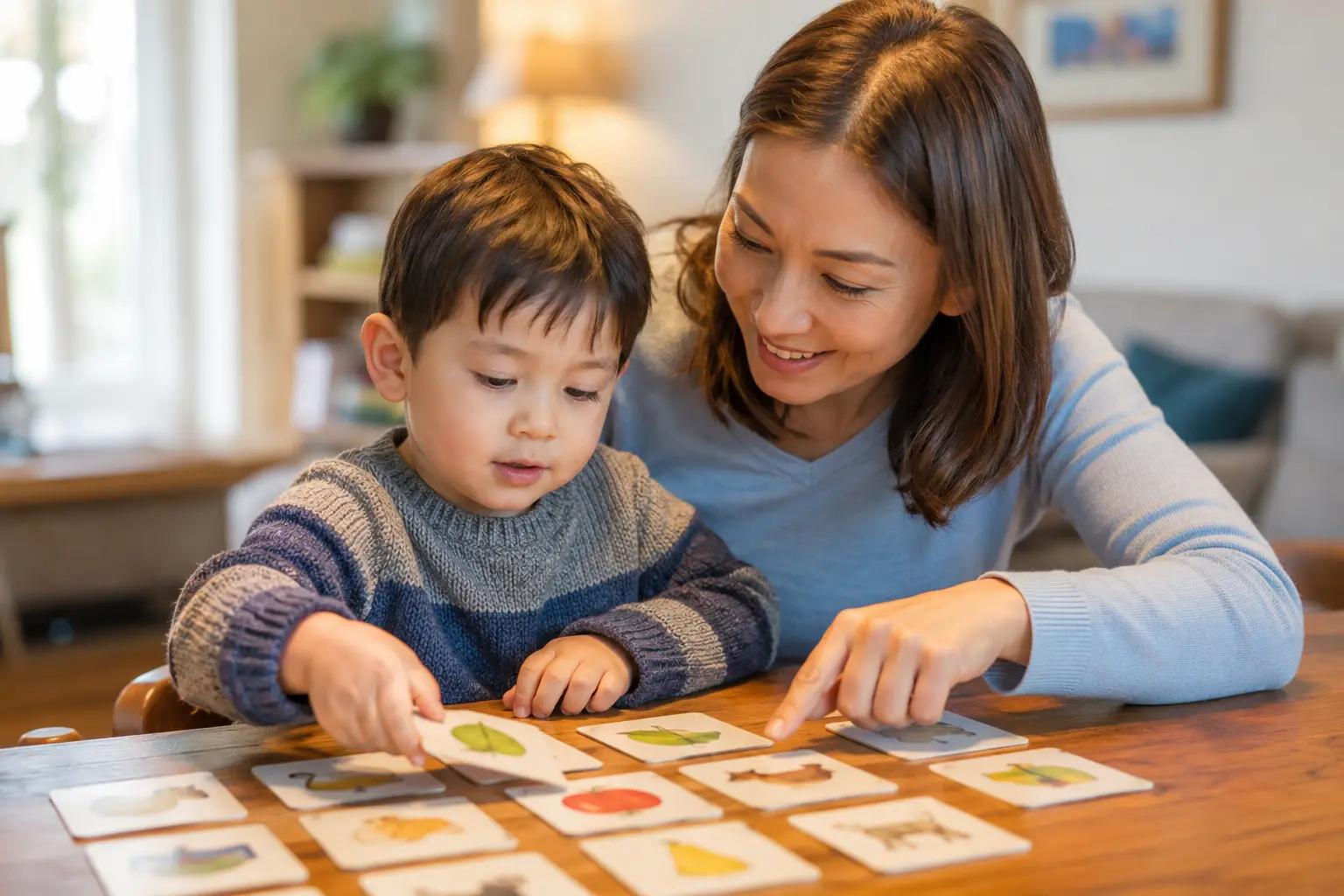 Home 2 Parent and child doing a home ABA activity together