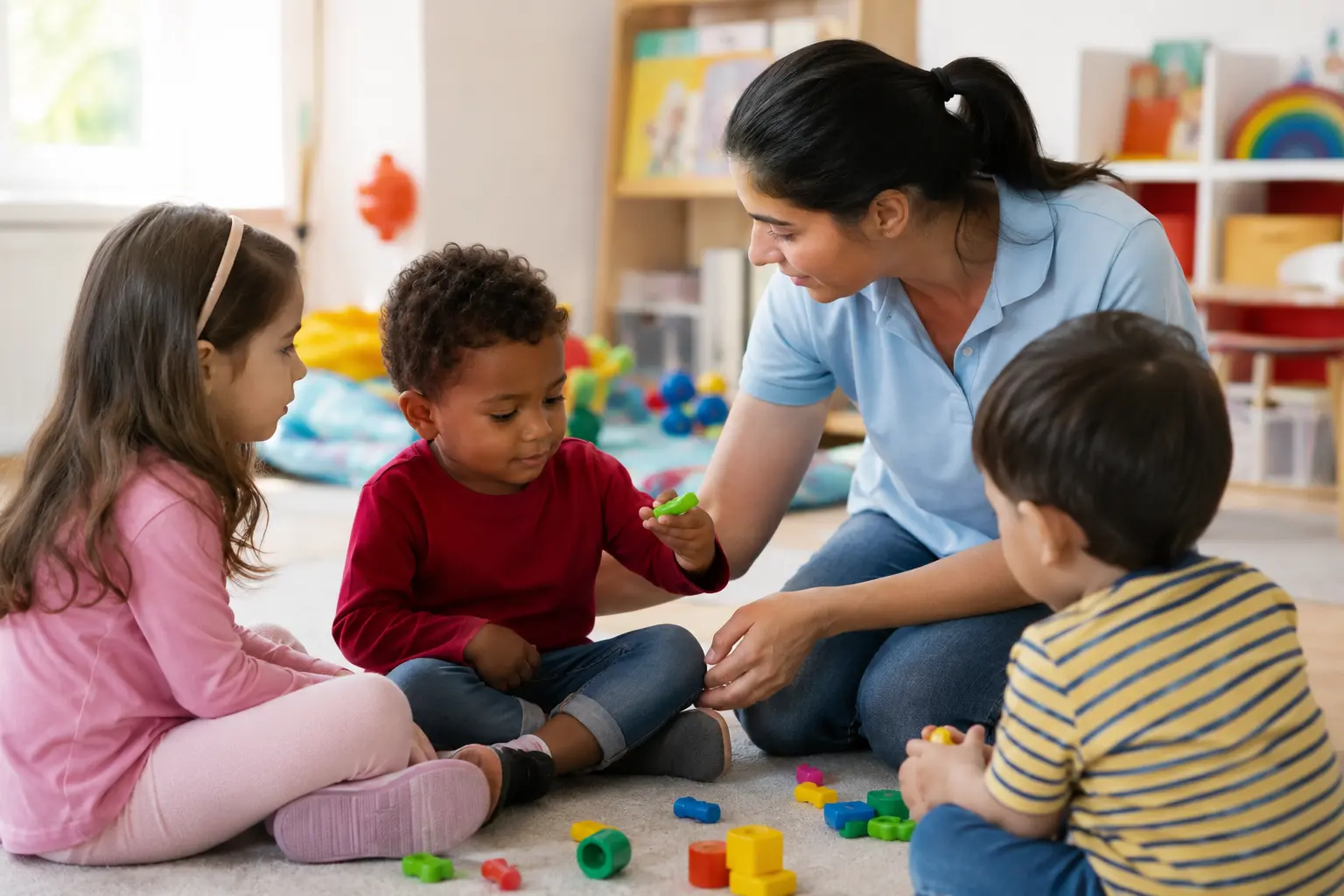 Home 6 ABA therapist supporting a child at daycare with peers