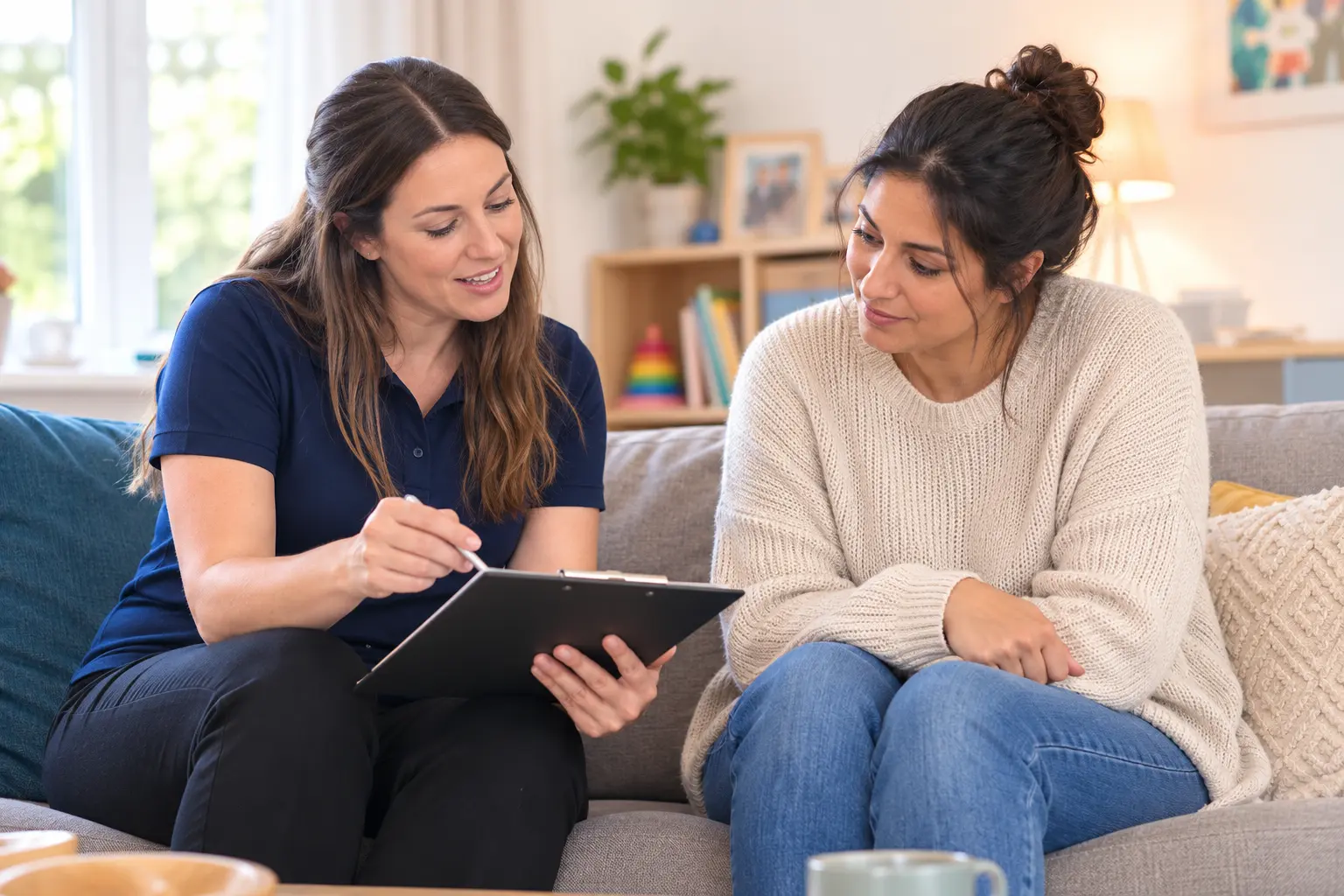 Home 7 ABA consultant coaching a parent at home