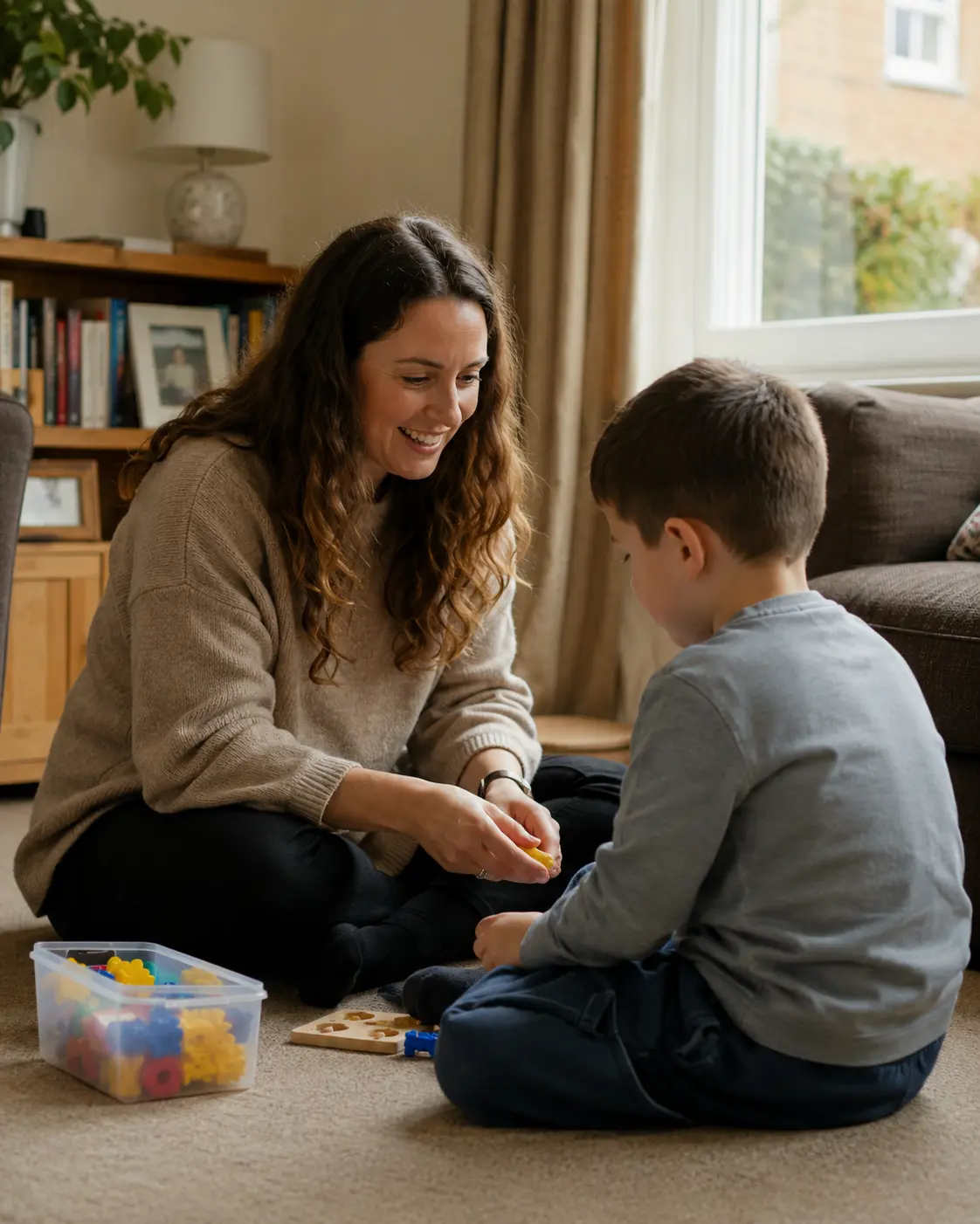 Advance Therapy behaviour analyst working with a child at home