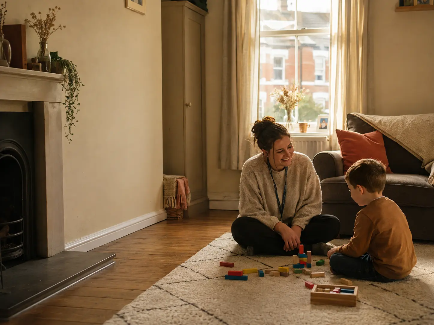 ABA home therapist supporting an autistic child during a session in Stoke-on-Trent